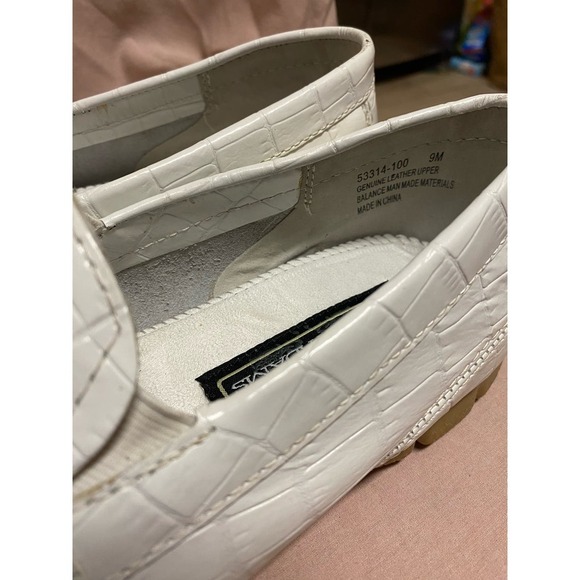 Stacy Adams Horsebit Loafers Dress Shoes Men\'s Size 9 White Cream Snakeskin Look main image 5